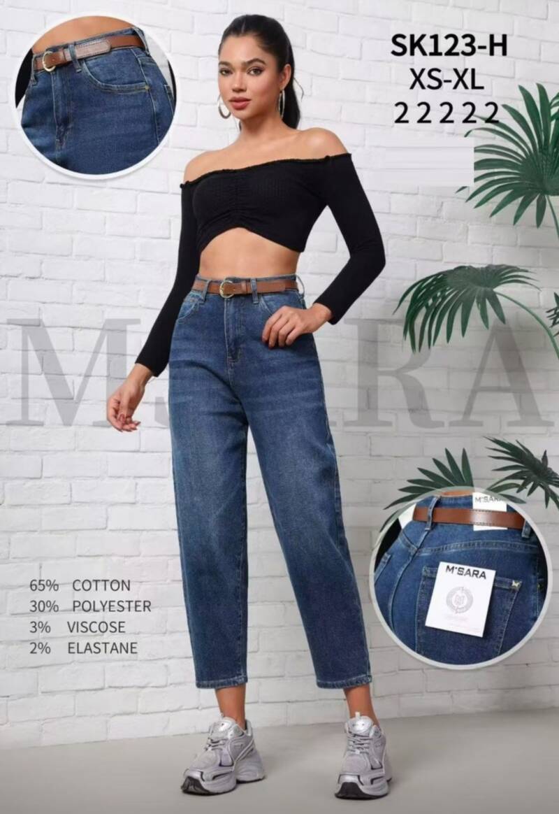 Spodnie jeansy damskie Roz XS-XL, 1 Kolor Paczka 10 szt